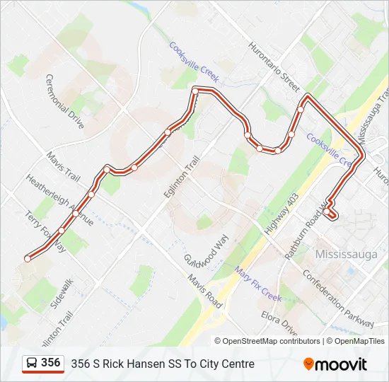 Plan de la ligne 356 de bus