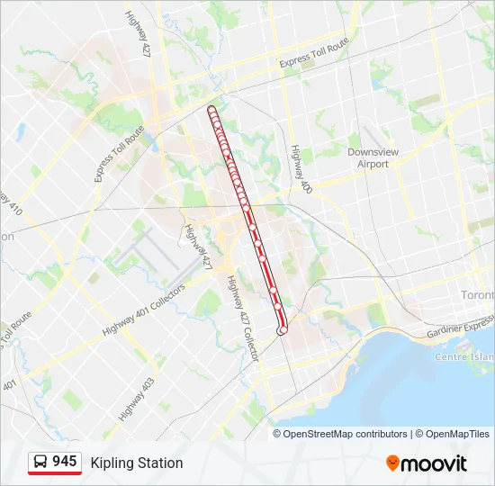 Plan de la ligne 945 de bus