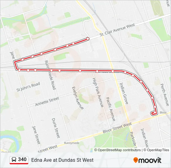 340 Bus Line Map