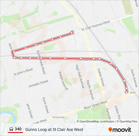340 Bus Line Map