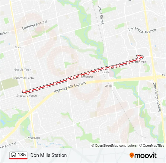 Plan de la ligne 185 de bus