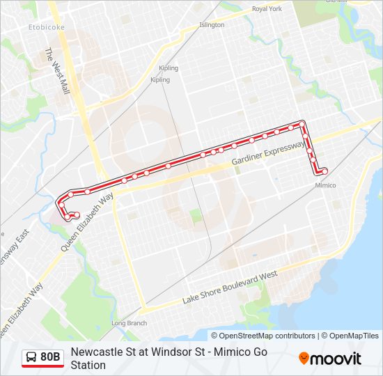 80B Bus Line Map