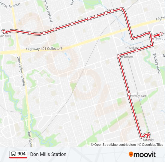 904 Bus Line Map
