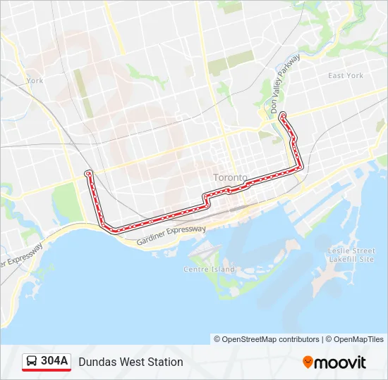 304A Bus Line Map