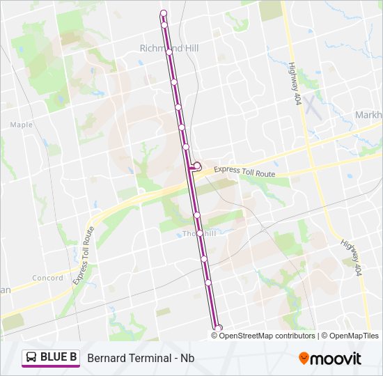 BLUE B Bus Line Map