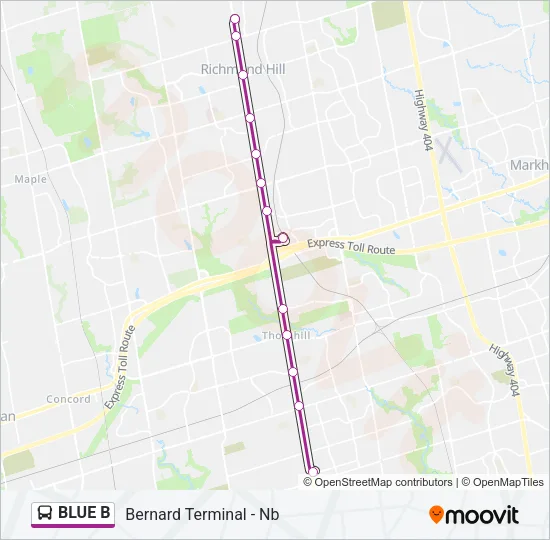 BLUE B Bus Line Map