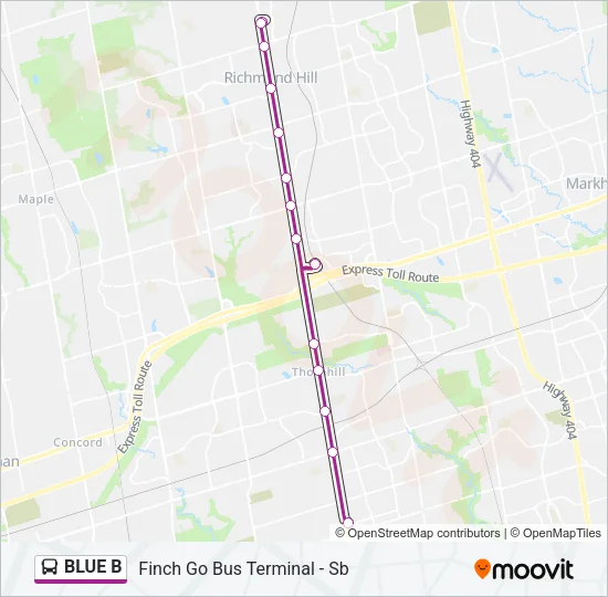 BLUE B Bus Line Map