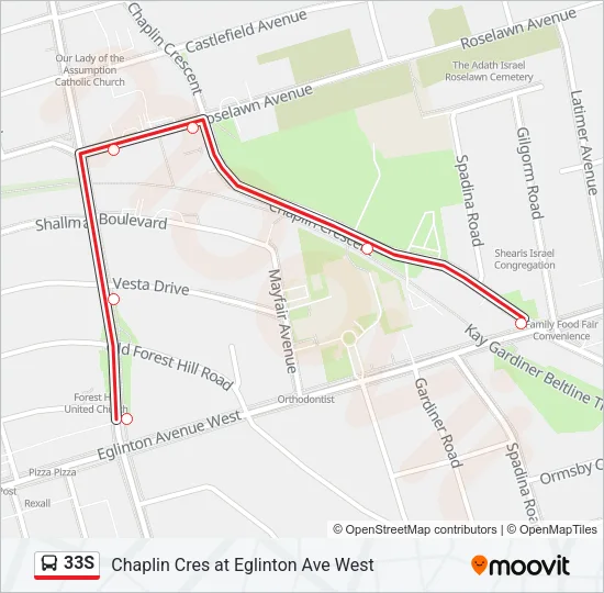 33S Bus Line Map