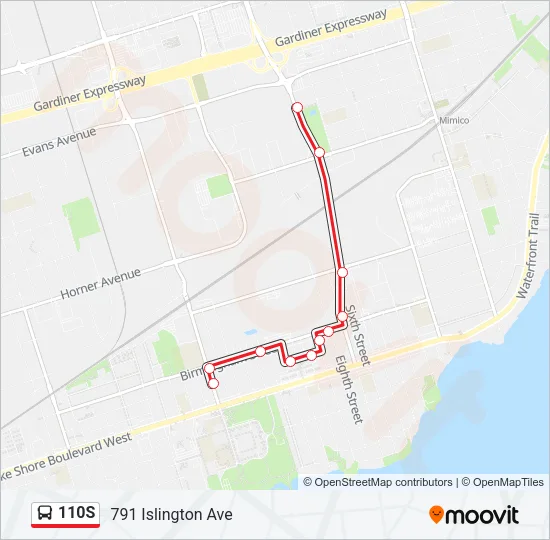 110S Bus Line Map