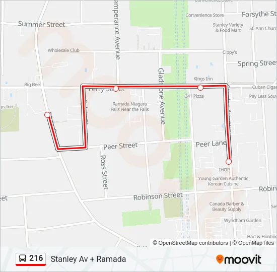 216 Bus Line Map