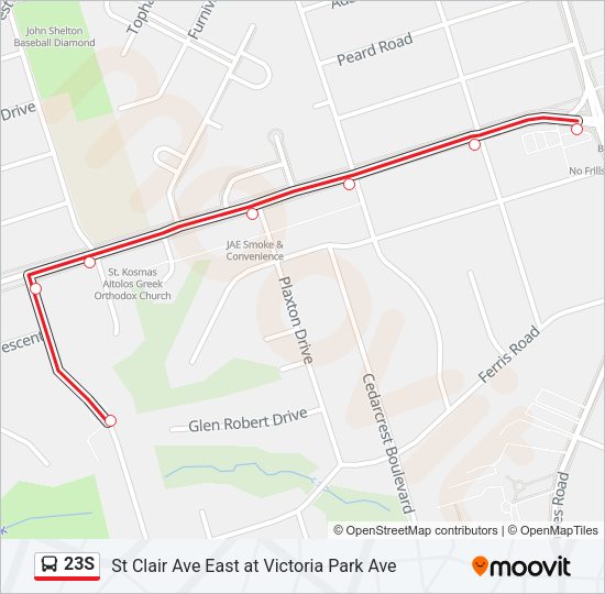 23S Bus Line Map