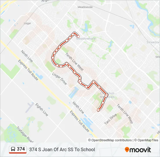 Plan de la ligne 374 de bus