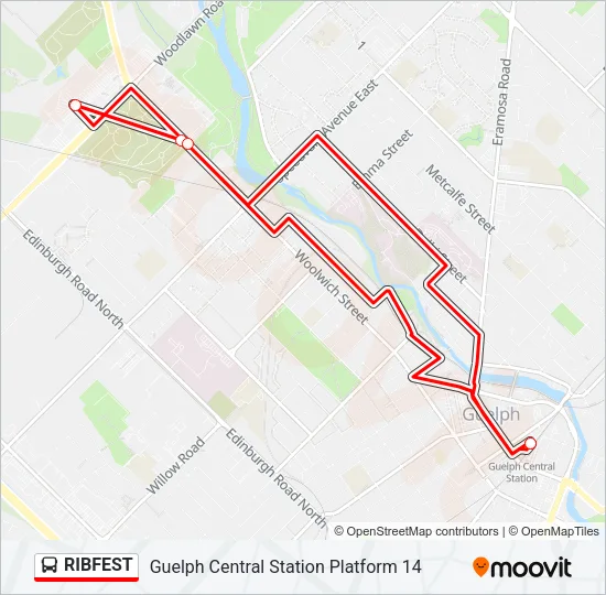 Plan de la ligne RIBFEST de bus