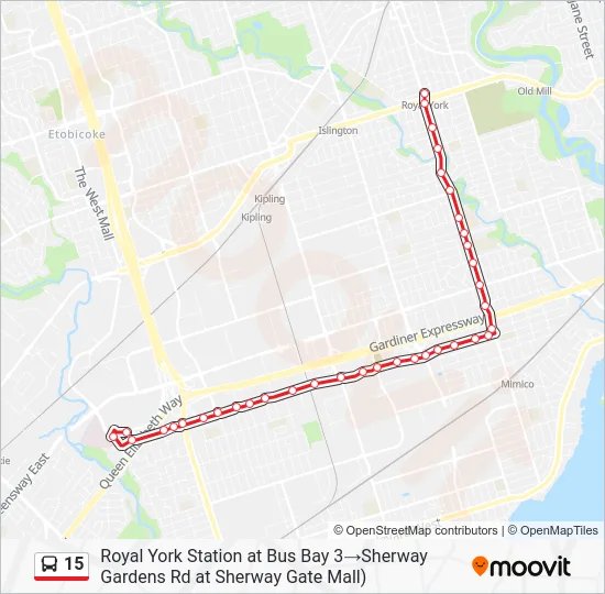 15 Bus Line Map