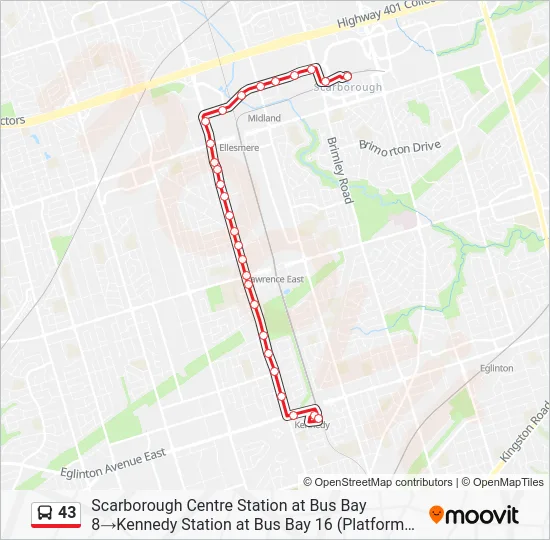 43 Bus Line Map