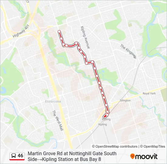 46 Bus Line Map