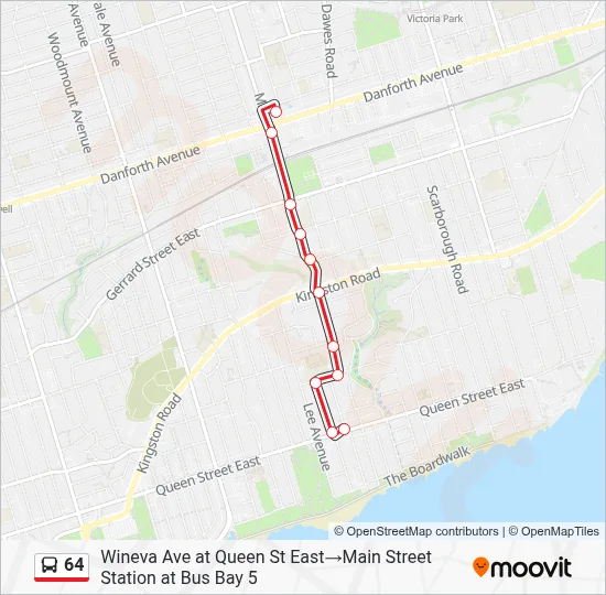 64 Route: Schedules, Stops & Maps - Wineva Ave at Queen St East‎→Main ...