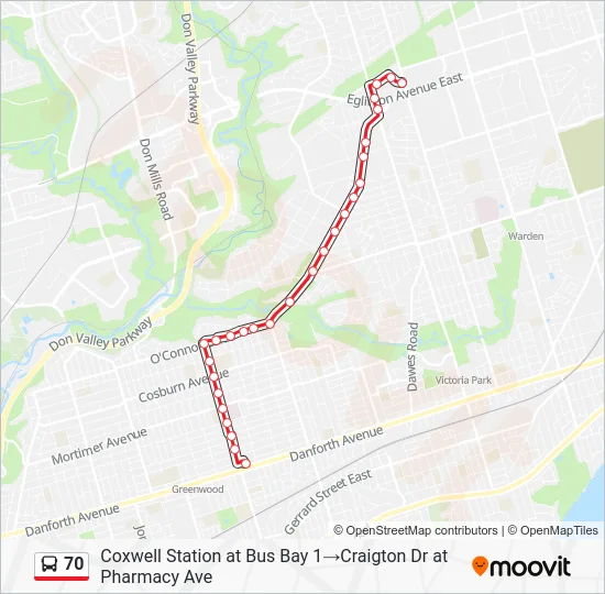 70 Bus Line Map