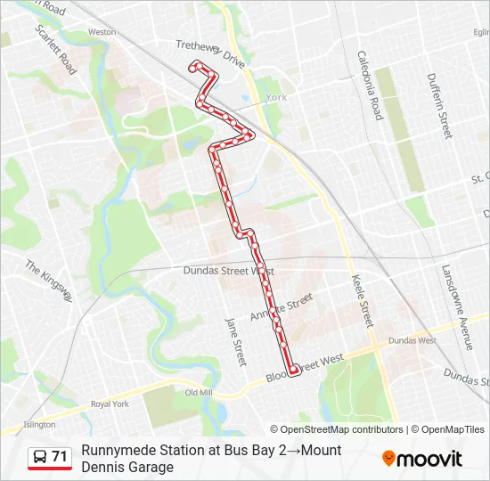 71 Bus Line Map