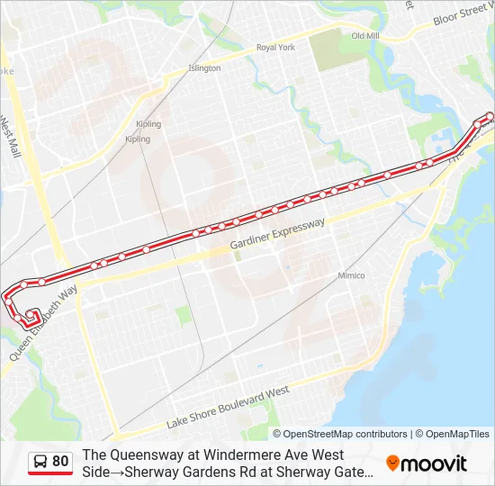 80 Bus Line Map