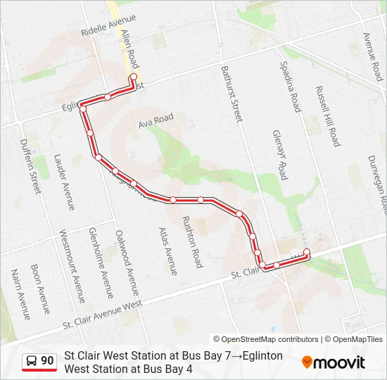 90 Bus Line Map