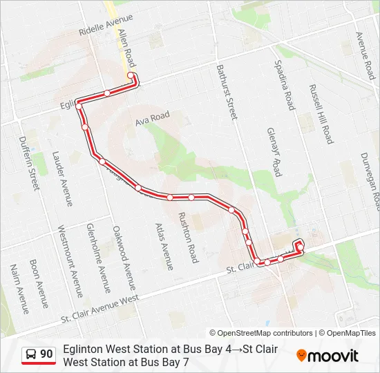 90 Bus Line Map