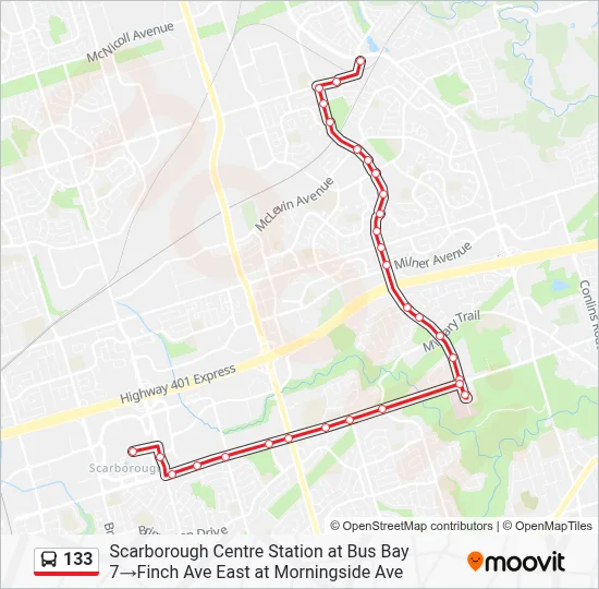133 Route: Schedules, Stops & Maps - Scarborough Centre Station at Bus ...