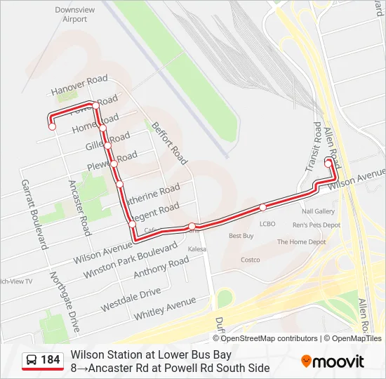 184 Bus Line Map