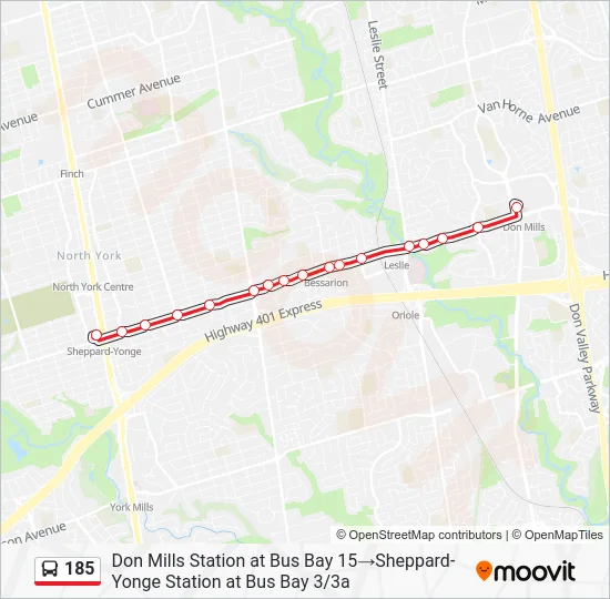 185 Bus Line Map