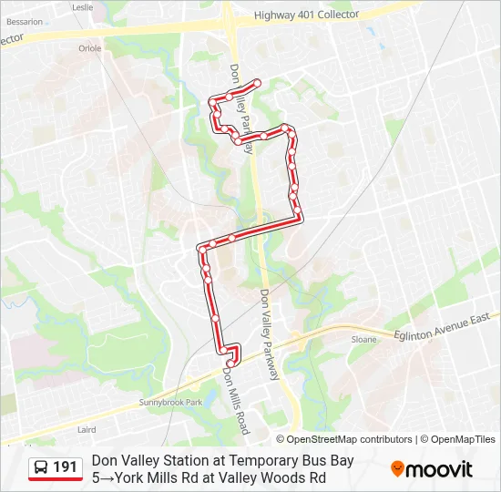 191 Route: Schedules, Stops & Maps - Don Valley Station at Temporary ...