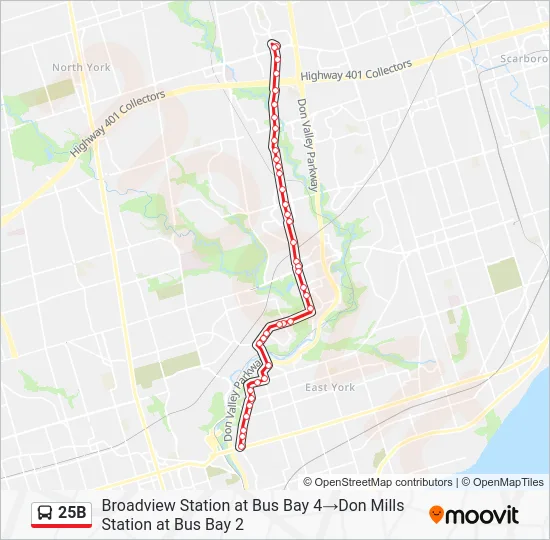25B Bus Line Map