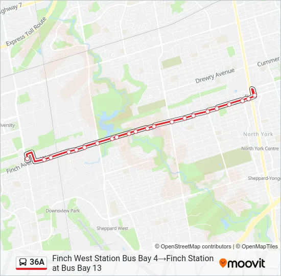 36A Bus Line Map