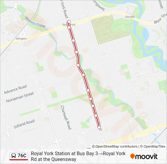 76C Bus Line Map