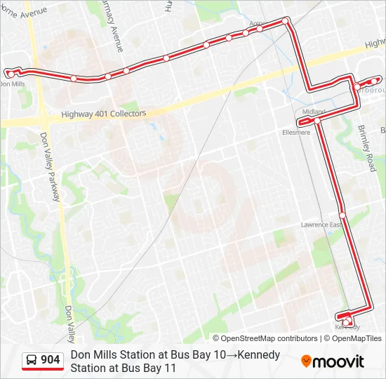 904 Bus Line Map