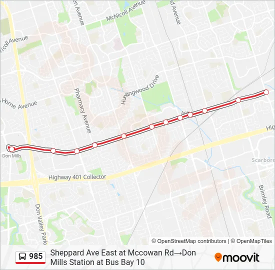 985 Route: Schedules, Stops & Maps - Sheppard Ave East at Mccowan Rd‎→ ...