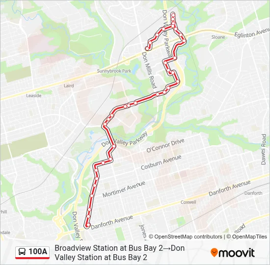 100A Bus Line Map