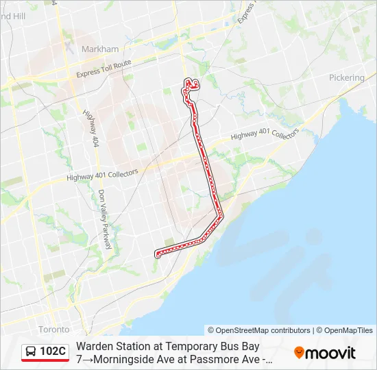 102C Bus Line Map