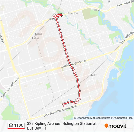 110C Bus Line Map