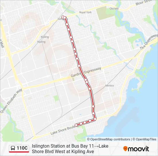 110C Bus Line Map