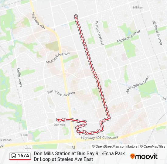 167A Bus Line Map