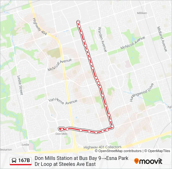 167B Bus Line Map