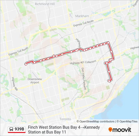 939B Bus Line Map