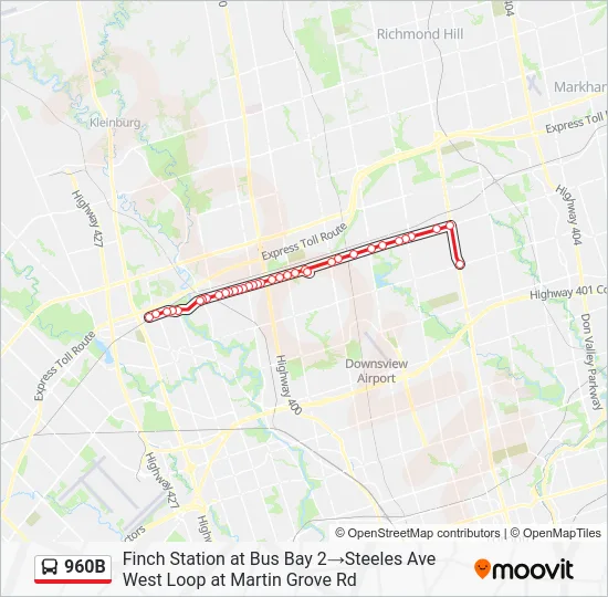 960B Bus Line Map