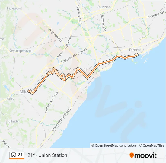 21 Bus Line Map