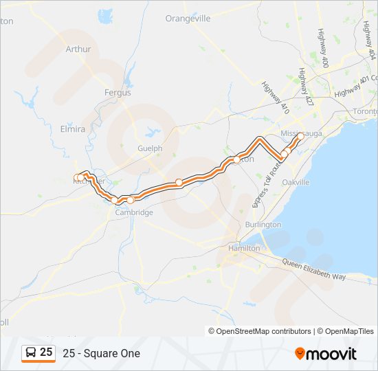 25 Bus Line Map