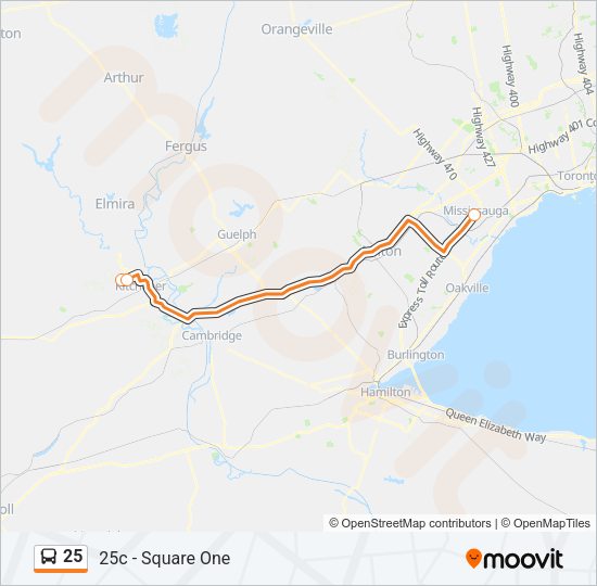 25 Bus Line Map