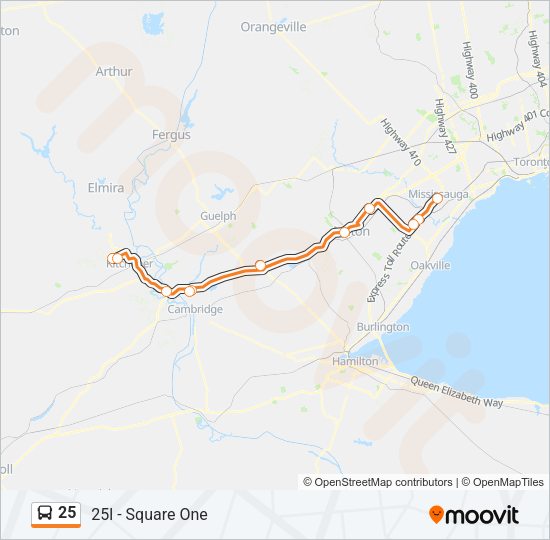 25 Bus Line Map