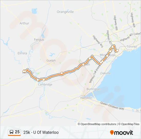 25 Bus Line Map