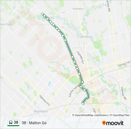 Plan de la ligne 38 de bus