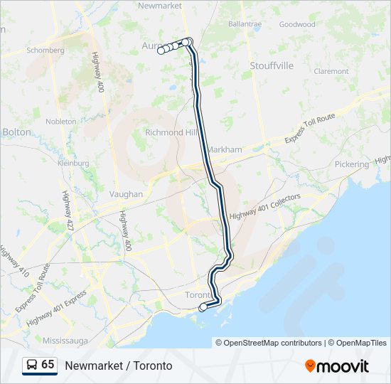 65 Bus Line Map